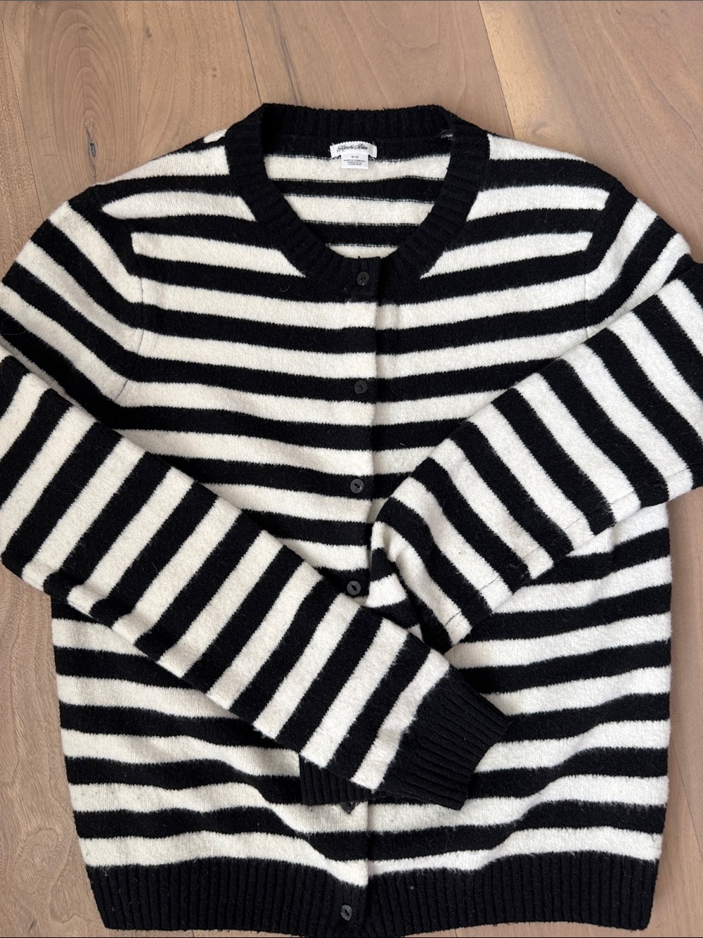 Kimchi Blue Black and White Striped Button-Front Cardigan